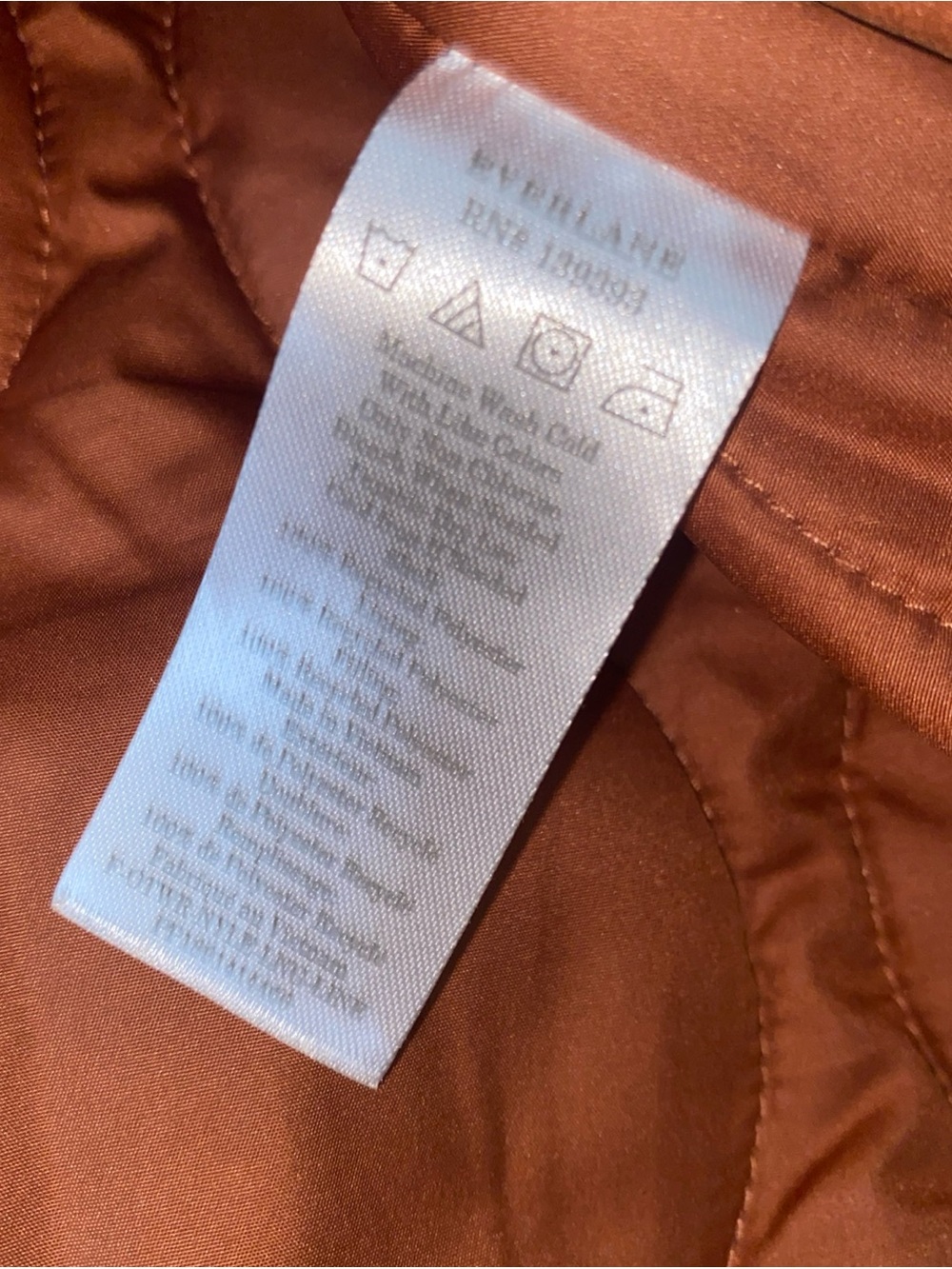 Everlane ReNew Long Liner Quilted Jacket Women’s Medium MIDI Rust Brown Tawny - Picture 9 of 16